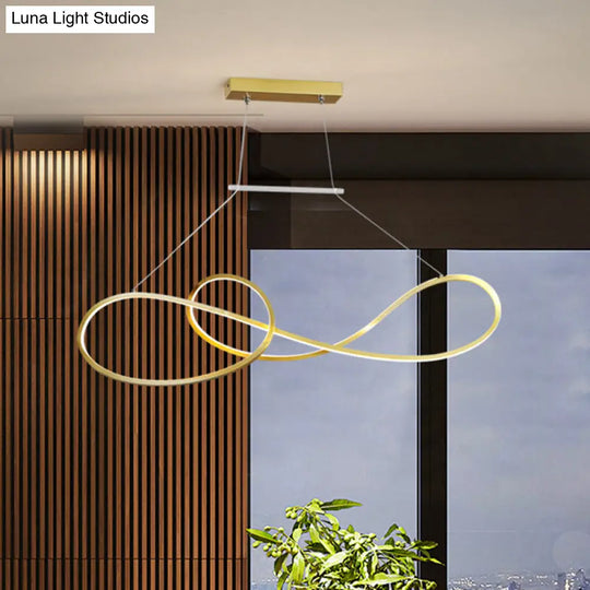 Nordic Style Metal Twisted Line Pendant Chandelier - Black/White/Gold Led Dining Room Lighting