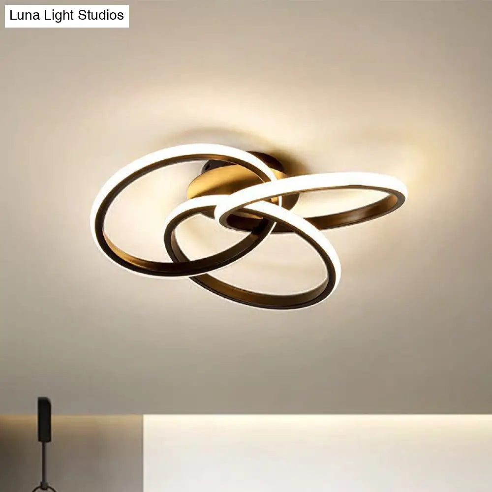 Nordic Style Metallic Black/Gold Led Ceiling Light - 16.5/20.5 Diameter With Warm/White