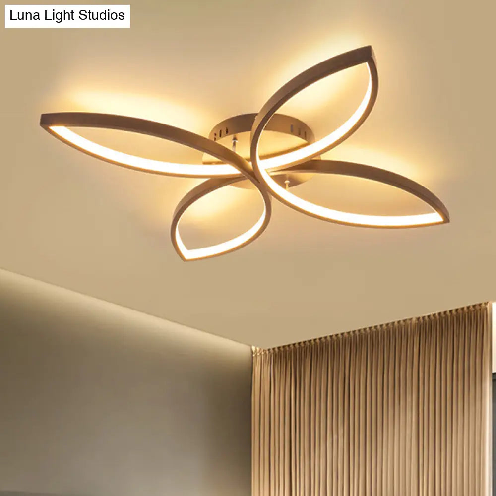 Nordic Style Metallic Butterfly Semi Flush Led Ceiling Fixture In Warm/White Light - 23/29 Wide
