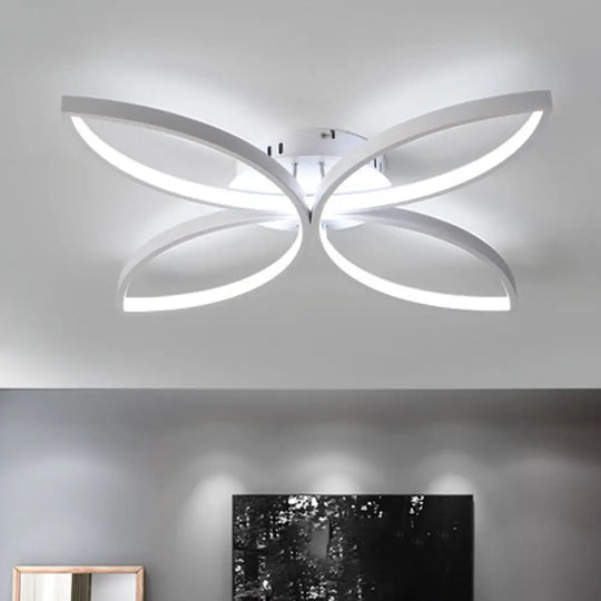 Nordic Style Metallic Butterfly Semi Flush Led Ceiling Fixture In Warm/White Light - 23’/29’