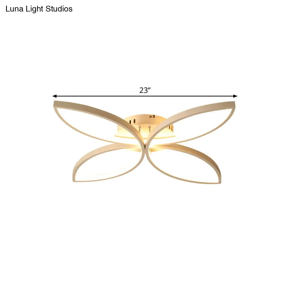 Nordic Style Metallic Butterfly Semi Flush Led Ceiling Fixture In Warm/White Light - 23’/29’