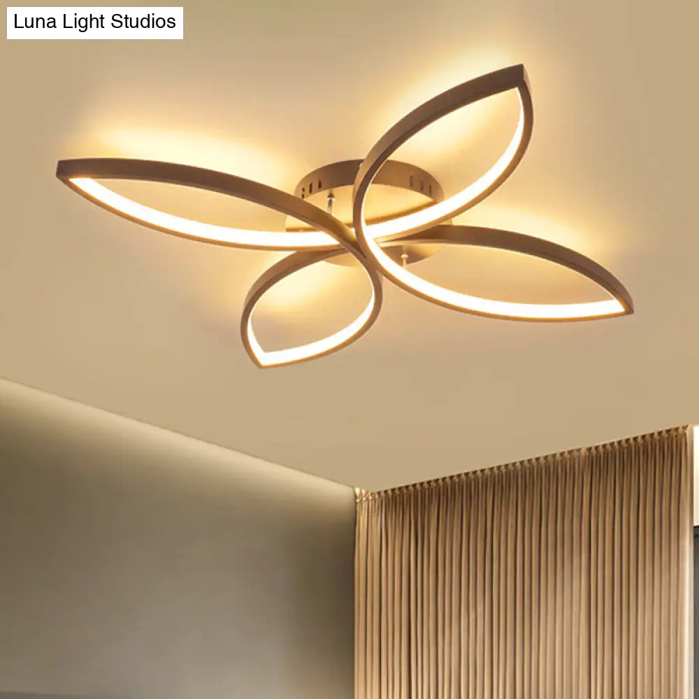 Nordic Style Metallic Butterfly Semi Flush Led Ceiling Fixture In Warm/White Light - 23’/29’