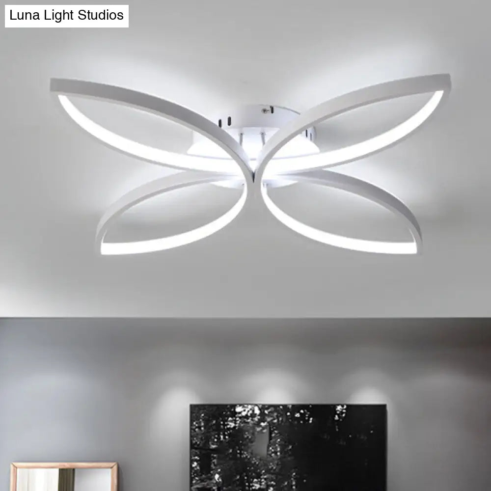 Nordic Style Metallic Butterfly Semi Flush Led Ceiling Fixture In Warm/White Light - 23/29 Wide