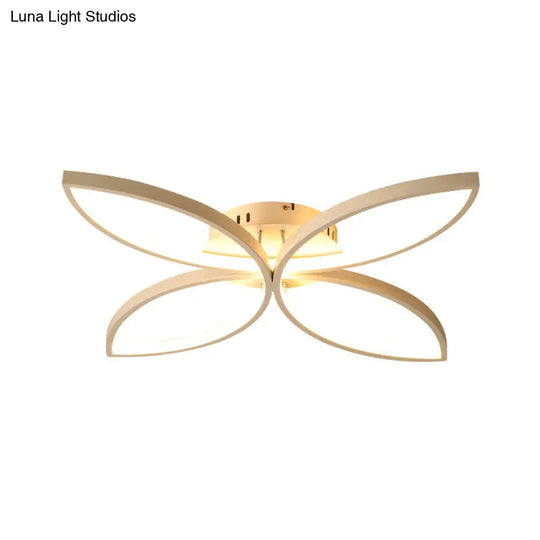 Nordic Style Metallic Butterfly Semi Flush Led Ceiling Fixture In Warm/White Light - 23/29 Wide