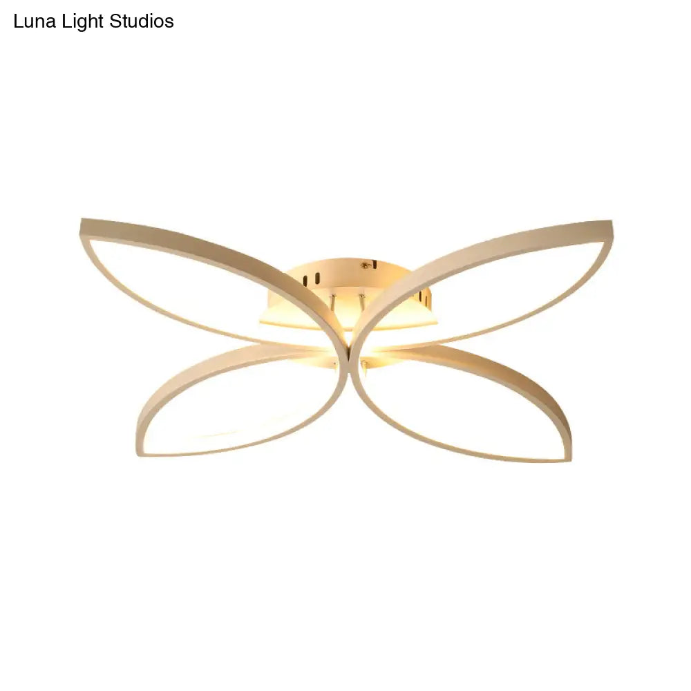 Nordic Style Metallic Butterfly Semi Flush Led Ceiling Fixture In Warm/White Light - 23’/29’