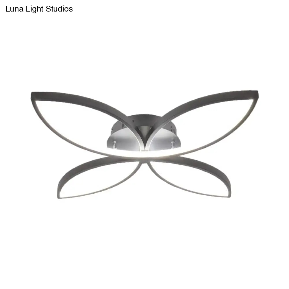 Nordic Style Metallic Butterfly Semi Flush Led Ceiling Fixture In Warm/White Light - 23’/29’