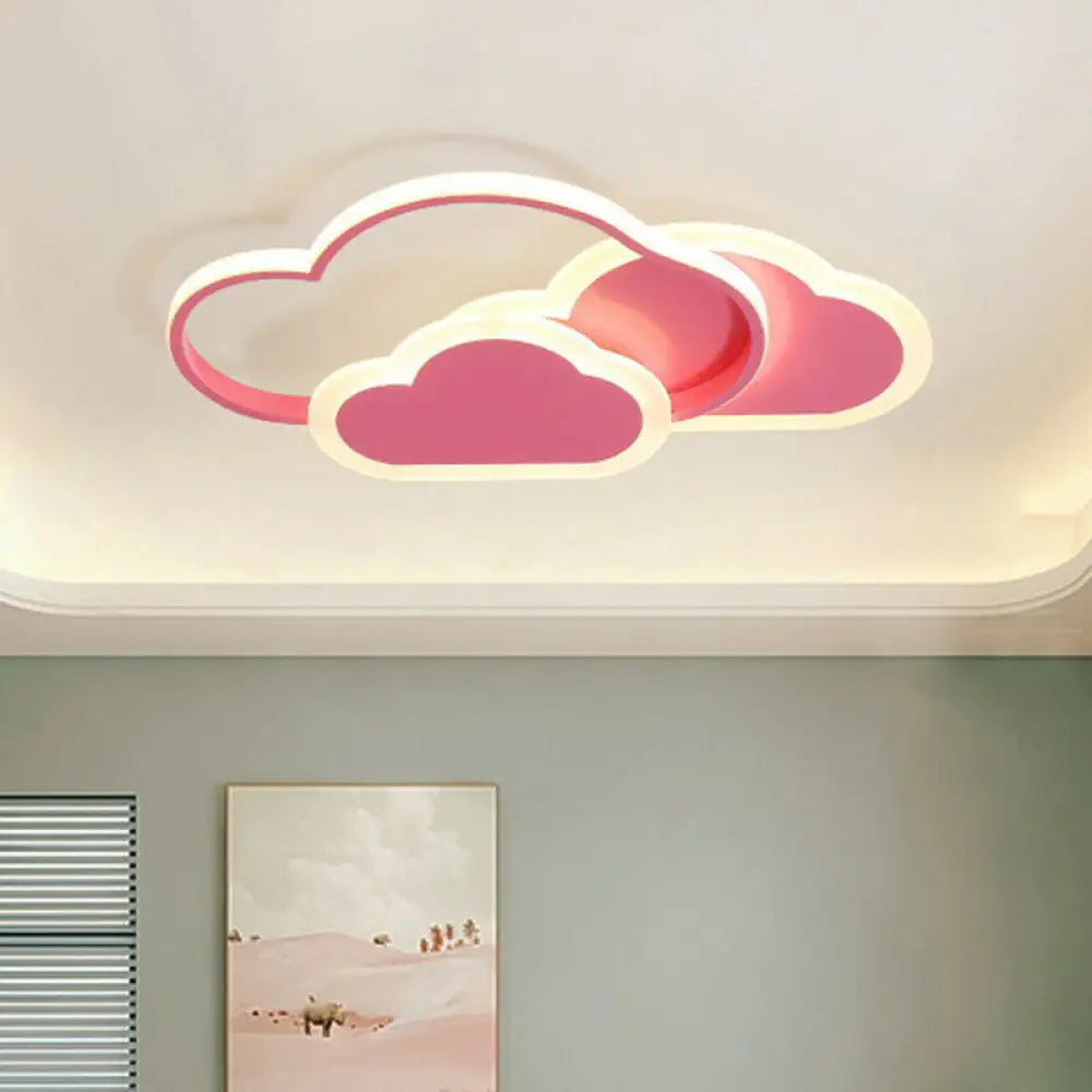 Nordic Style Metallic Cloud Led Ceiling Light For Bedroom - Flush Mount Lighting Pink / Small White