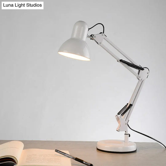 Nordic Style Metallic Desk Lamp - Multi-Joint 1 Light White Cone Shade Ideal For Bedroom Reading