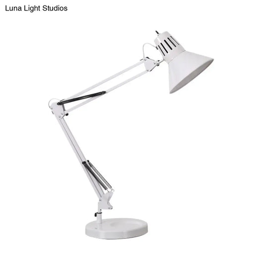 Nordic Style Metallic Desk Lamp - Multi-Joint 1 Light White Cone Shade Ideal For Bedroom Reading