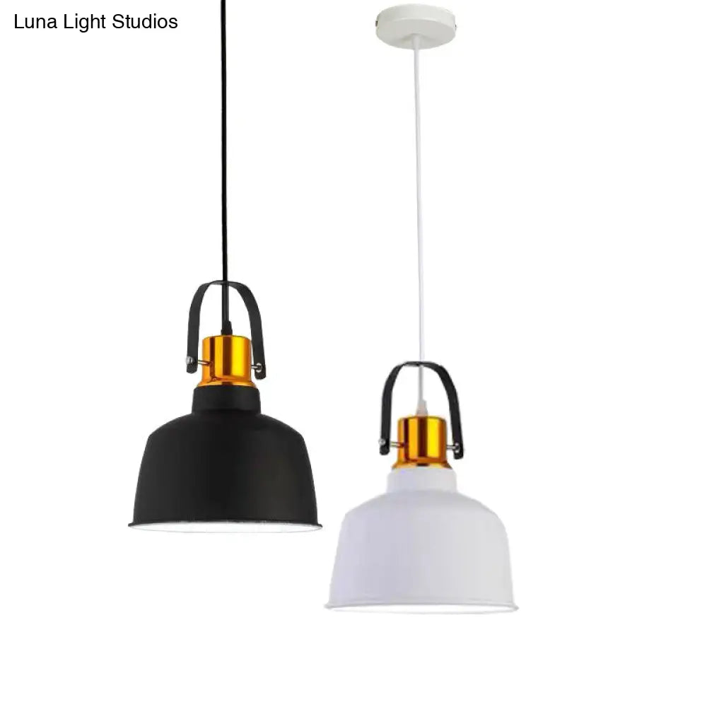 Nordic Style Metallic Pendant Ceiling Light With Bowl Shade And 1-Light Suspension