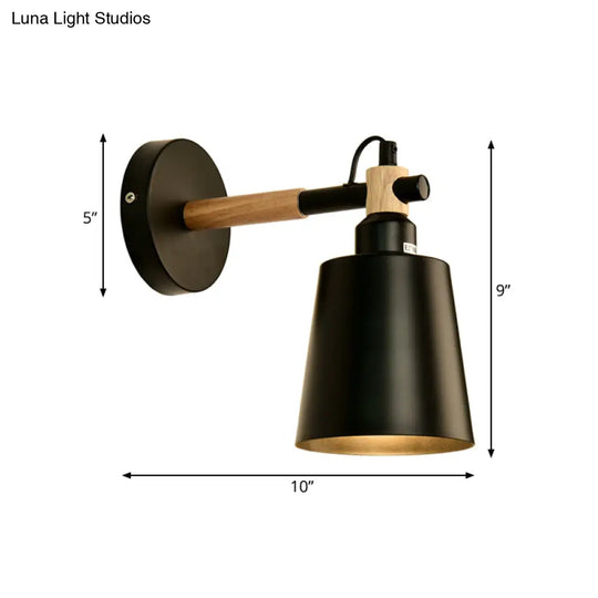 Nordic Style Monochrome Bucket Wall Light For Restaurant - 1 Head Sconce