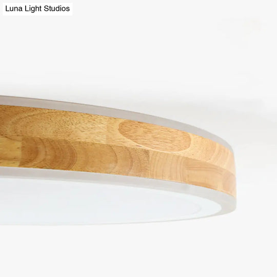 Nordic Style Natural Wood Led Flush Ceiling Lamp Kit - Super Thin & Round 12’/15’ Diameter