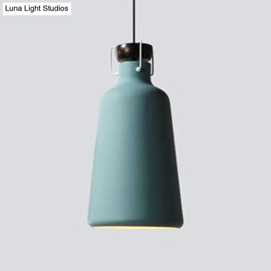 Metallic Jar Pendant Light - Nordic Style Hanging Lamp For Kitchen Dining Table Blue