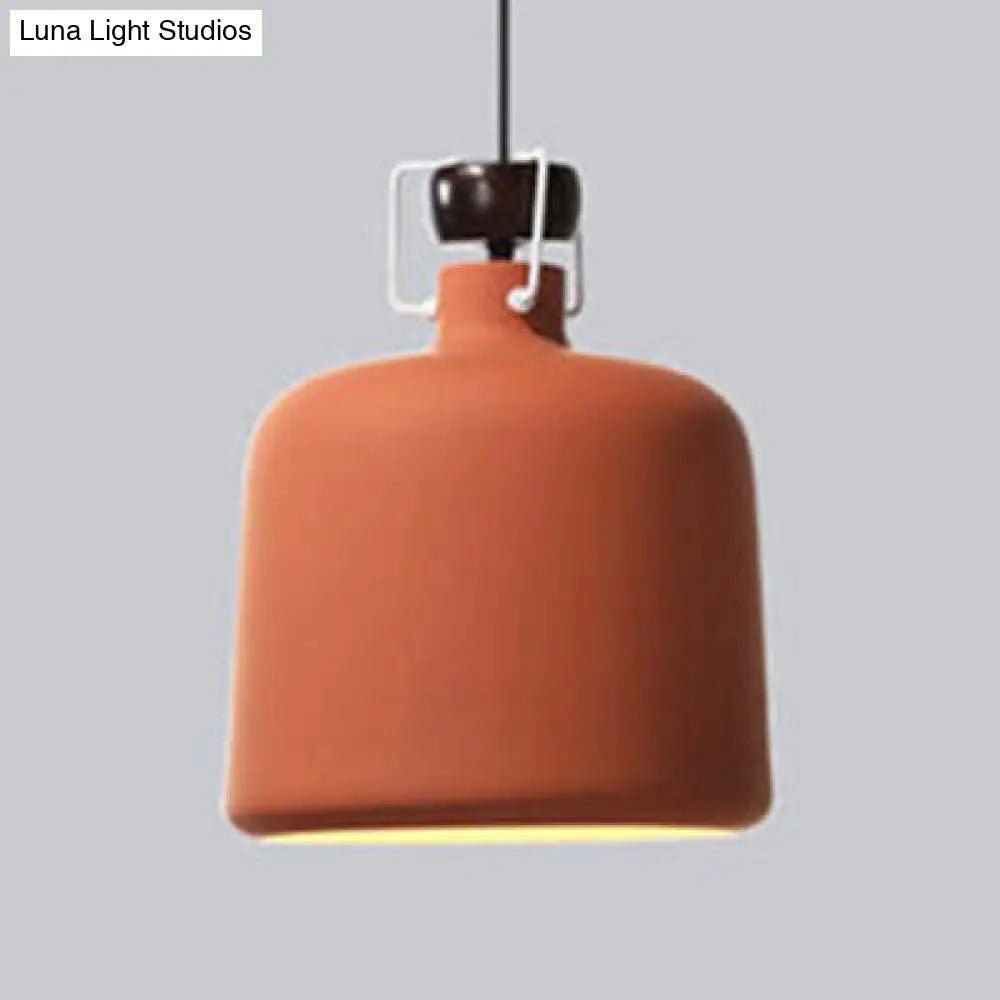 Metallic Jar Pendant Light - Nordic Style Hanging Lamp For Kitchen Dining Table Red