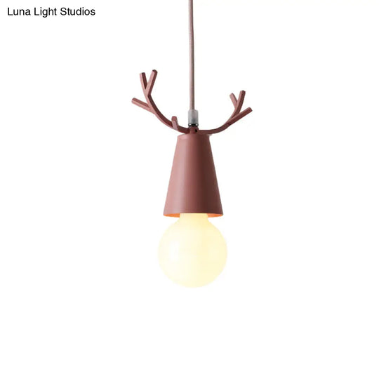 Nordic Style Pendant Light With Adjustable Ball Ceiling Fixture And Antler Decoration For Bedroom Or