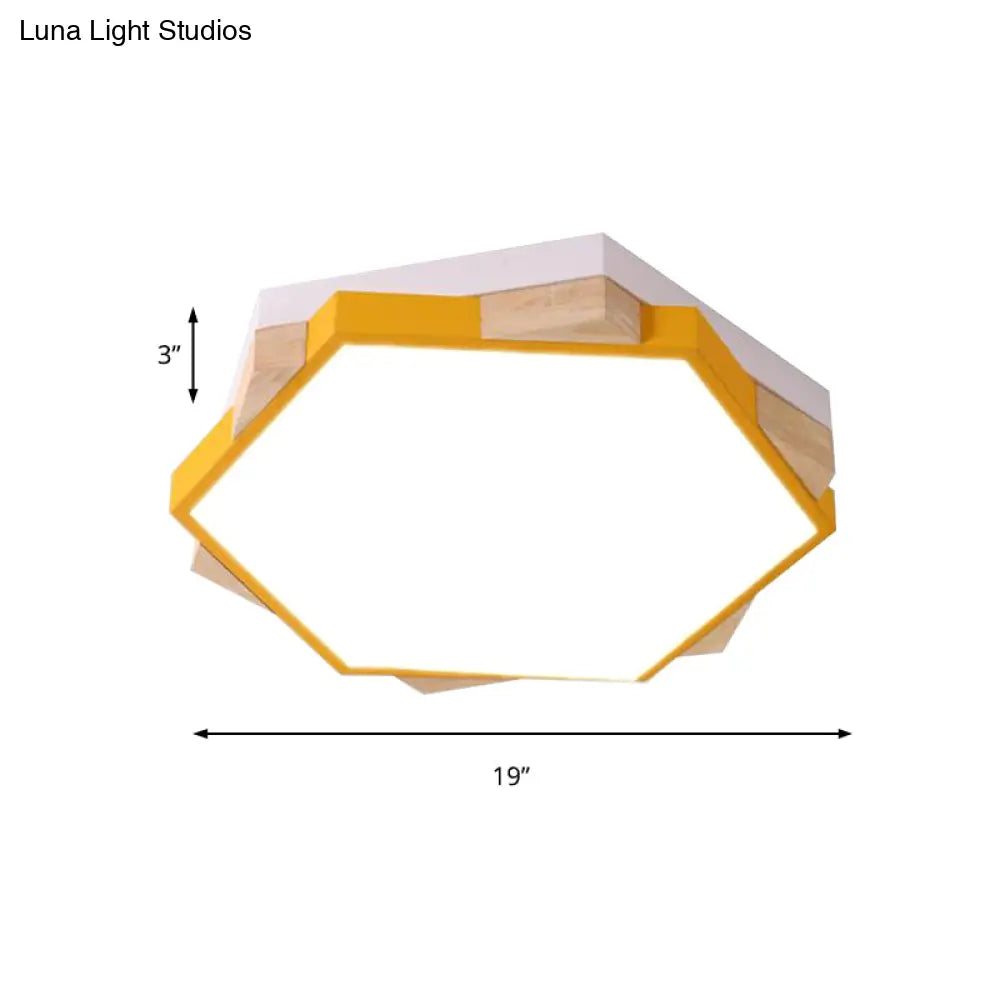 Nordic Style Pentagon Flushmount Ceiling Lamp For Study Room Corridor - Acrylic & Metal