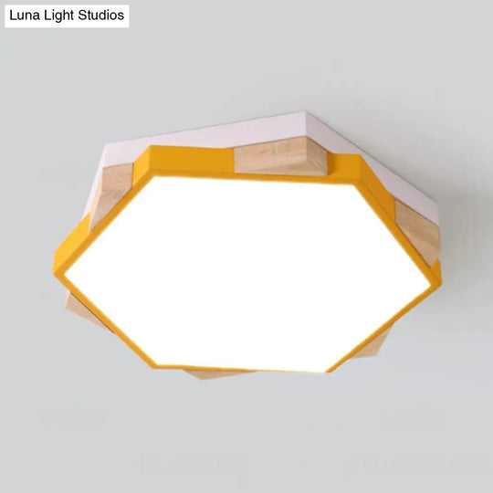 Nordic Style Pentagon Flushmount Ceiling Lamp For Study Room Corridor - Acrylic & Metal Yellow /