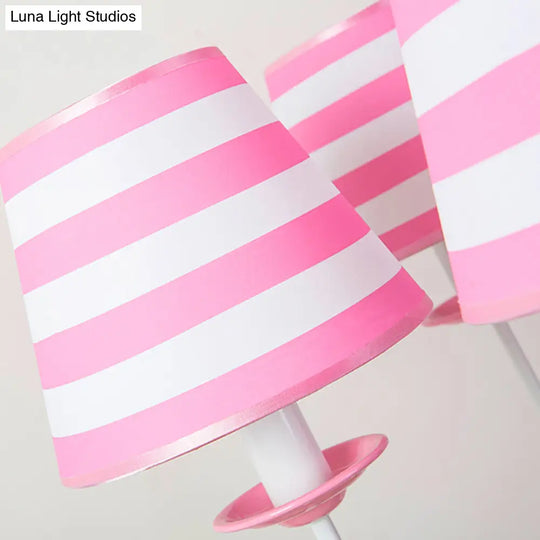 Nordic Style Pink Fabric Stripe Suspension Chandelier For Restaurants