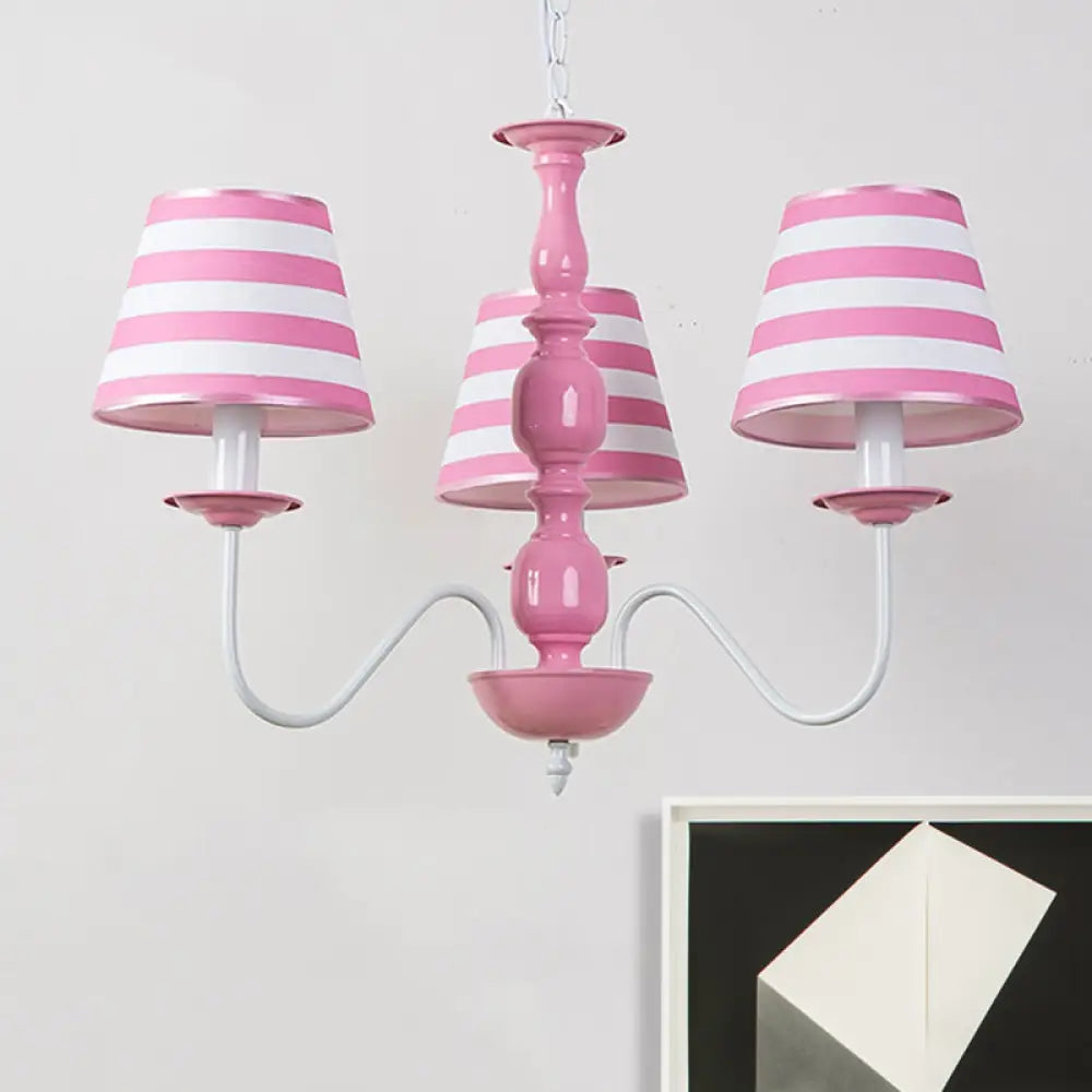 Nordic Style Pink Fabric Stripe Suspension Chandelier For Restaurants 3 /