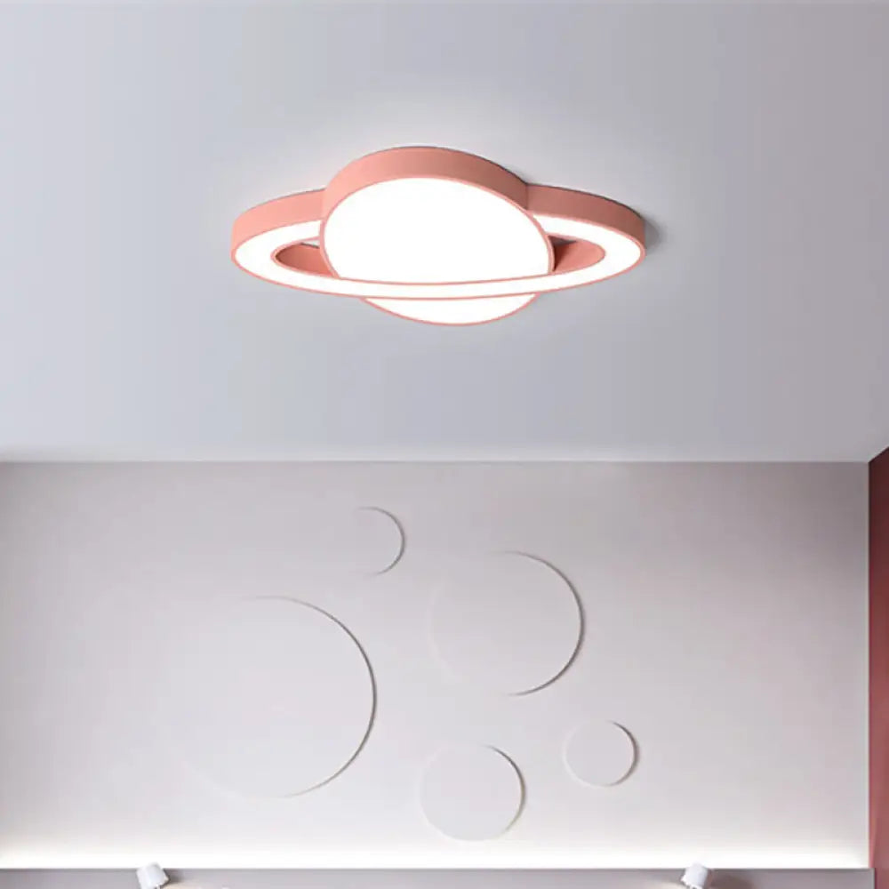 Nordic Style Planet Shaped Led Ceiling Light For Kid’s Bedroom - White/Pink/Yellow/Blue Pink