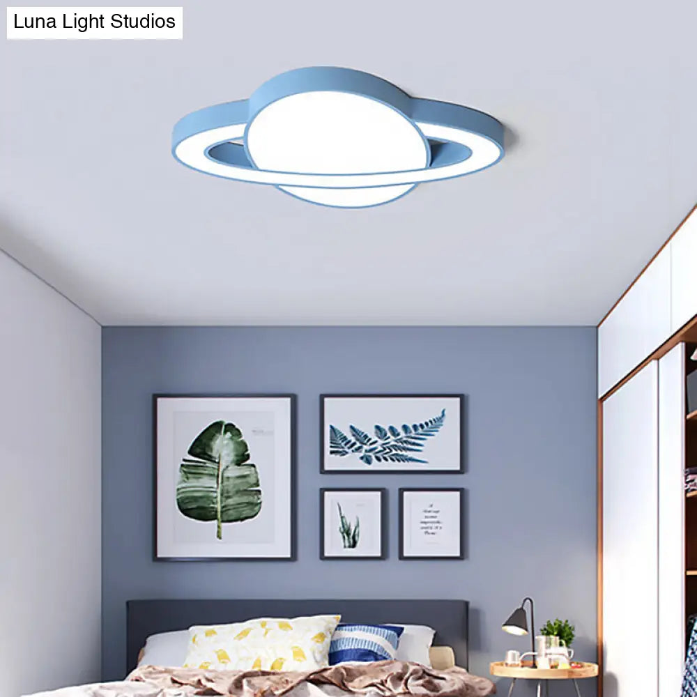 Nordic Style Planet Shaped Led Ceiling Light For Kids Bedroom - White/Pink/Yellow/Blue