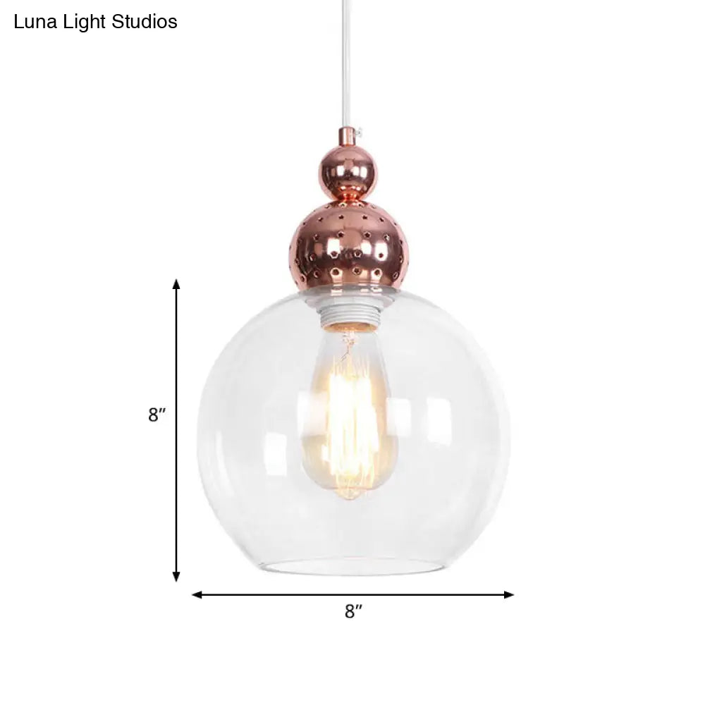 Nordic Style Rose Gold Orb Pendant Light With Clear Glass Ceiling