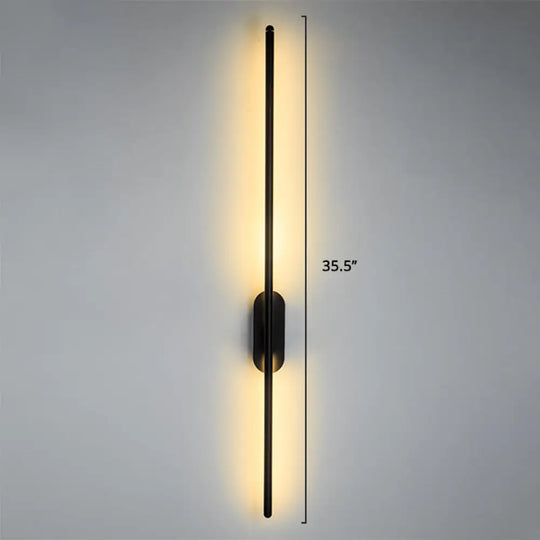 Nordic Style Rotatable Led Wall Lamp For Living Room - Modern Aluminum Light Fixture Black / 35.5 B