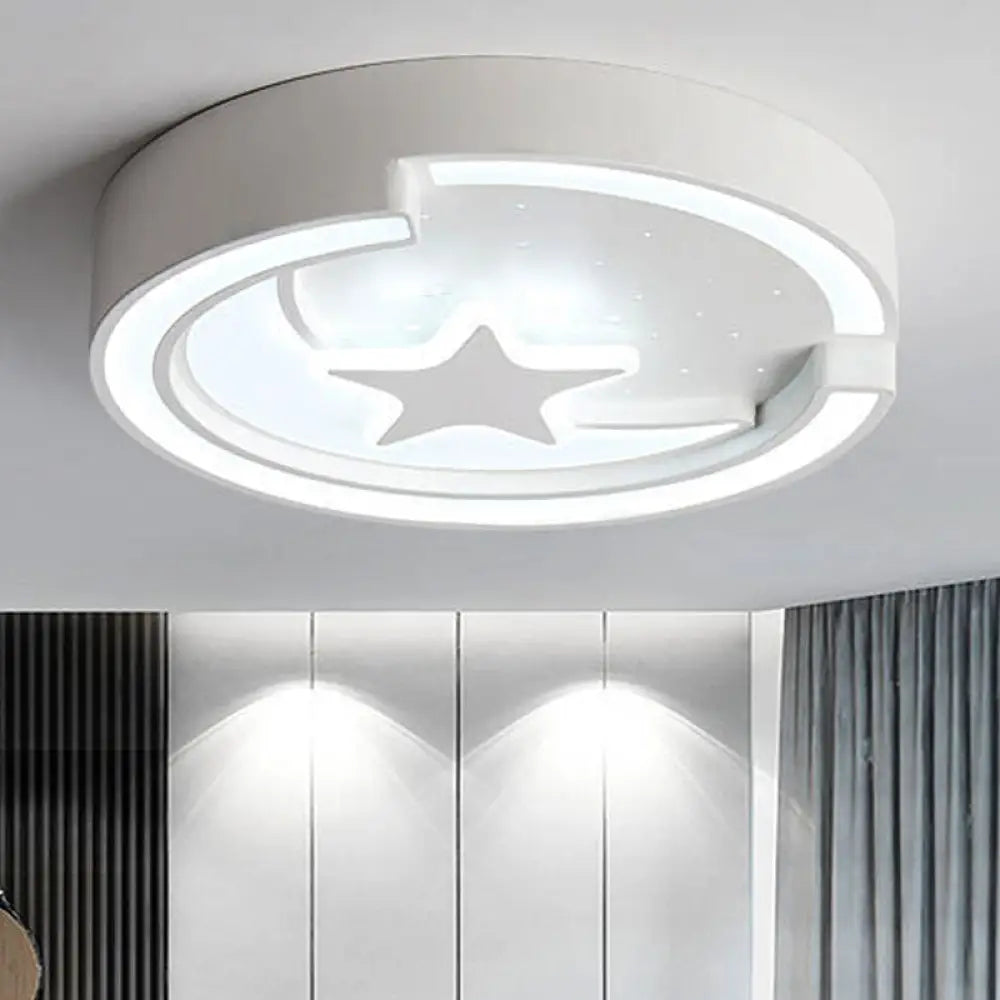 Nordic Style Round Acrylic Ceiling Lamp - White Star Mount Light For Kitchen /