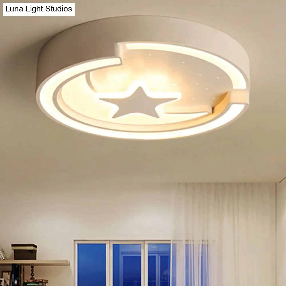 Nordic Style Round Acrylic Ceiling Lamp - White Star Mount Light For Kitchen / Warm