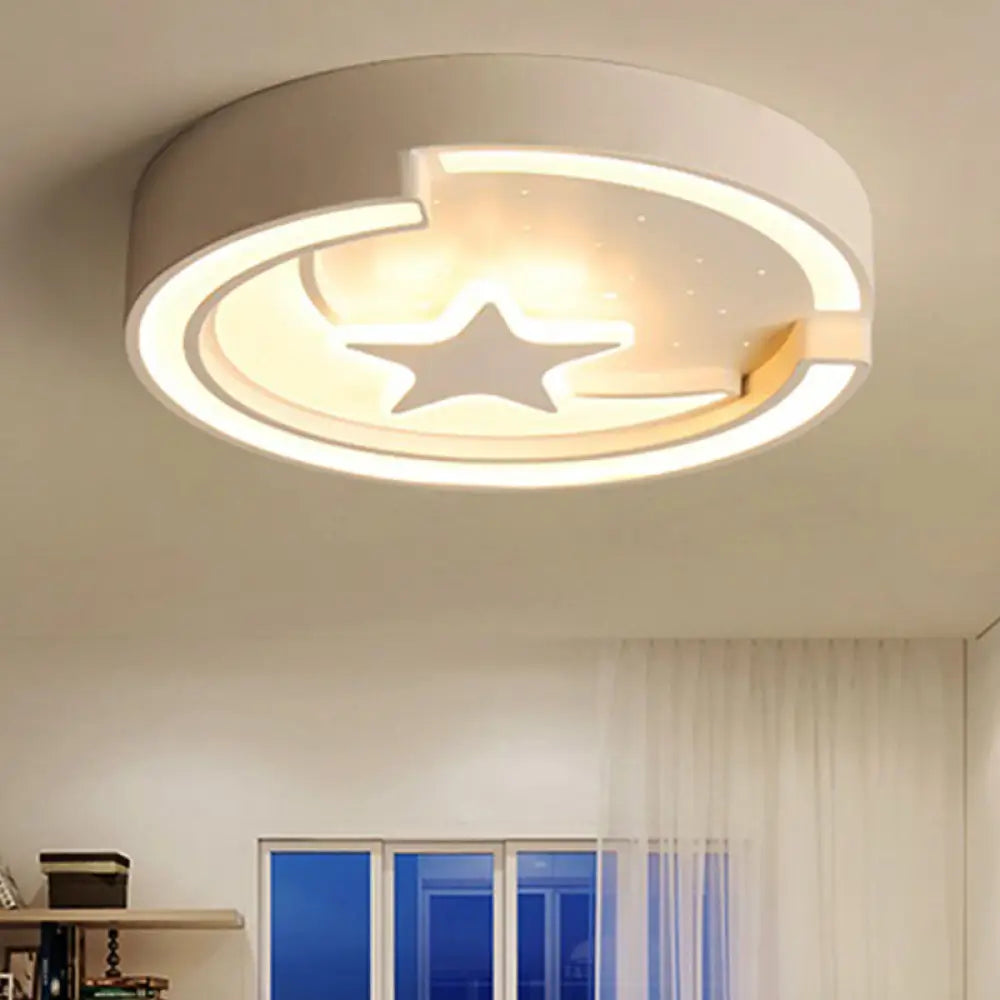 Nordic Style Round Acrylic Ceiling Lamp - White Star Mount Light For Kitchen / Warm