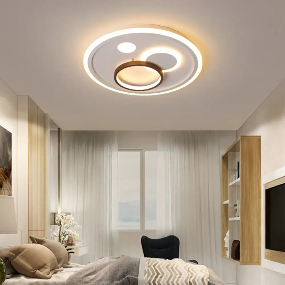 Nordic Style Round Ceiling Flush Lamp With Integrated Led White And Diffuser -