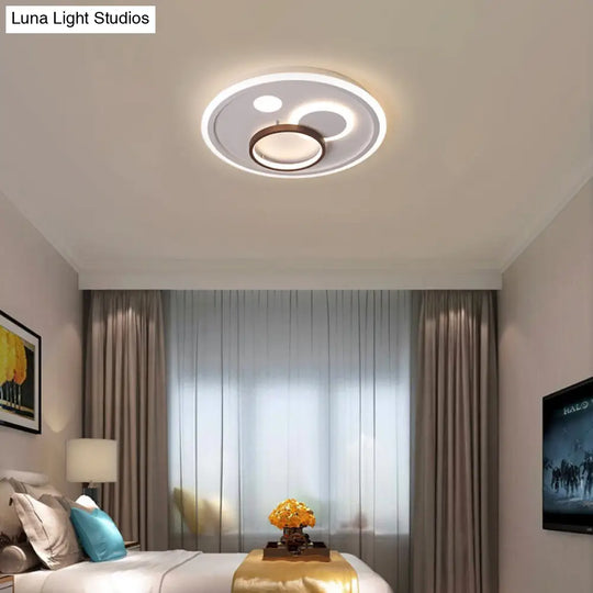 Nordic Style Round Ceiling Flush Lamp With Integrated Led White And Diffuser - 16.5/20.5/24.5 Wide /