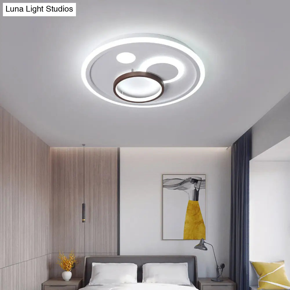 Nordic Style Round Ceiling Flush Lamp With Integrated Led White And Diffuser - 16.5/20.5/24.5 Wide /