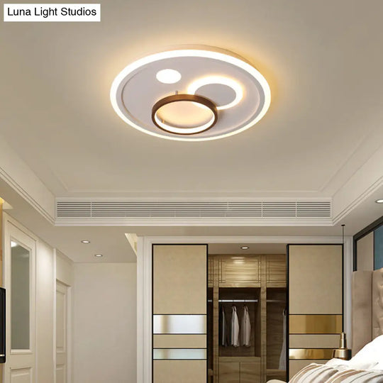 Nordic Style Round Ceiling Flush Lamp With Integrated Led White And Diffuser - 16.5/20.5/24.5 Wide /