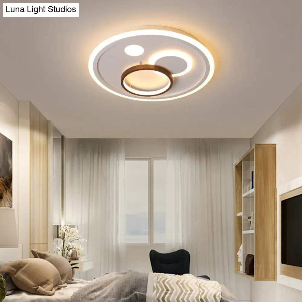 Nordic Style Round Ceiling Flush Lamp With Integrated Led White And Diffuser - 16.5/20.5/24.5 Wide /