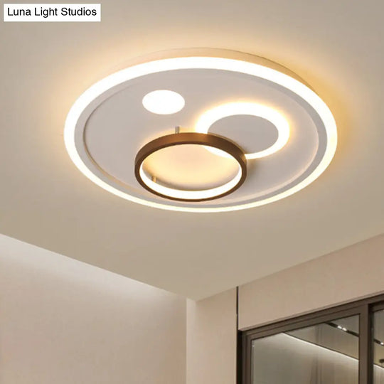 Nordic Style Round Ceiling Flush Lamp With Integrated Led White And Diffuser - 16.5/20.5/24.5 Wide