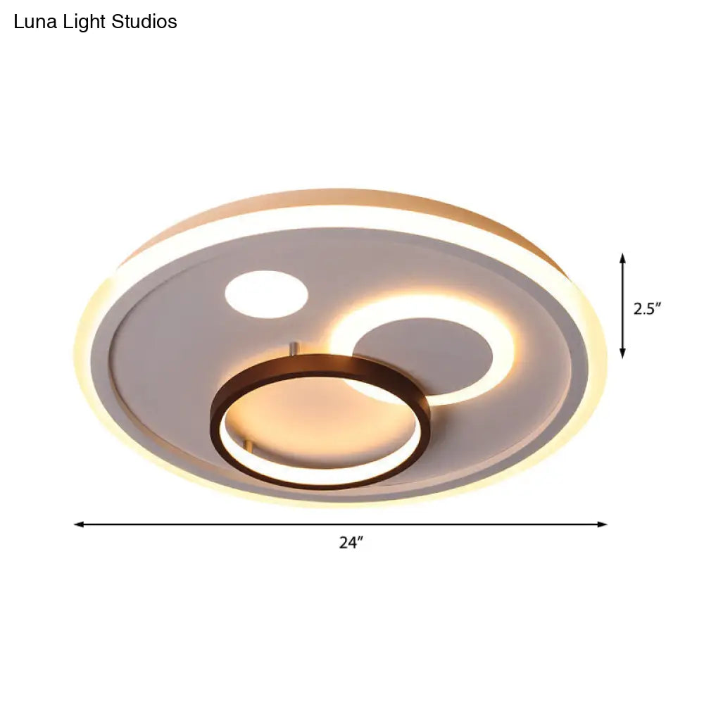Nordic Style Round Ceiling Flush Lamp With Integrated Led White And Diffuser - 16.5/20.5/24.5 Wide