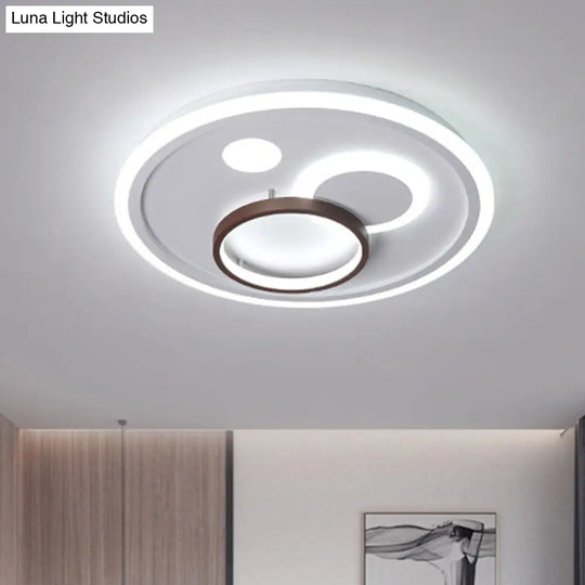 Nordic Style Round Ceiling Flush Lamp With Integrated Led White And Diffuser - 16.5/20.5/24.5 Wide