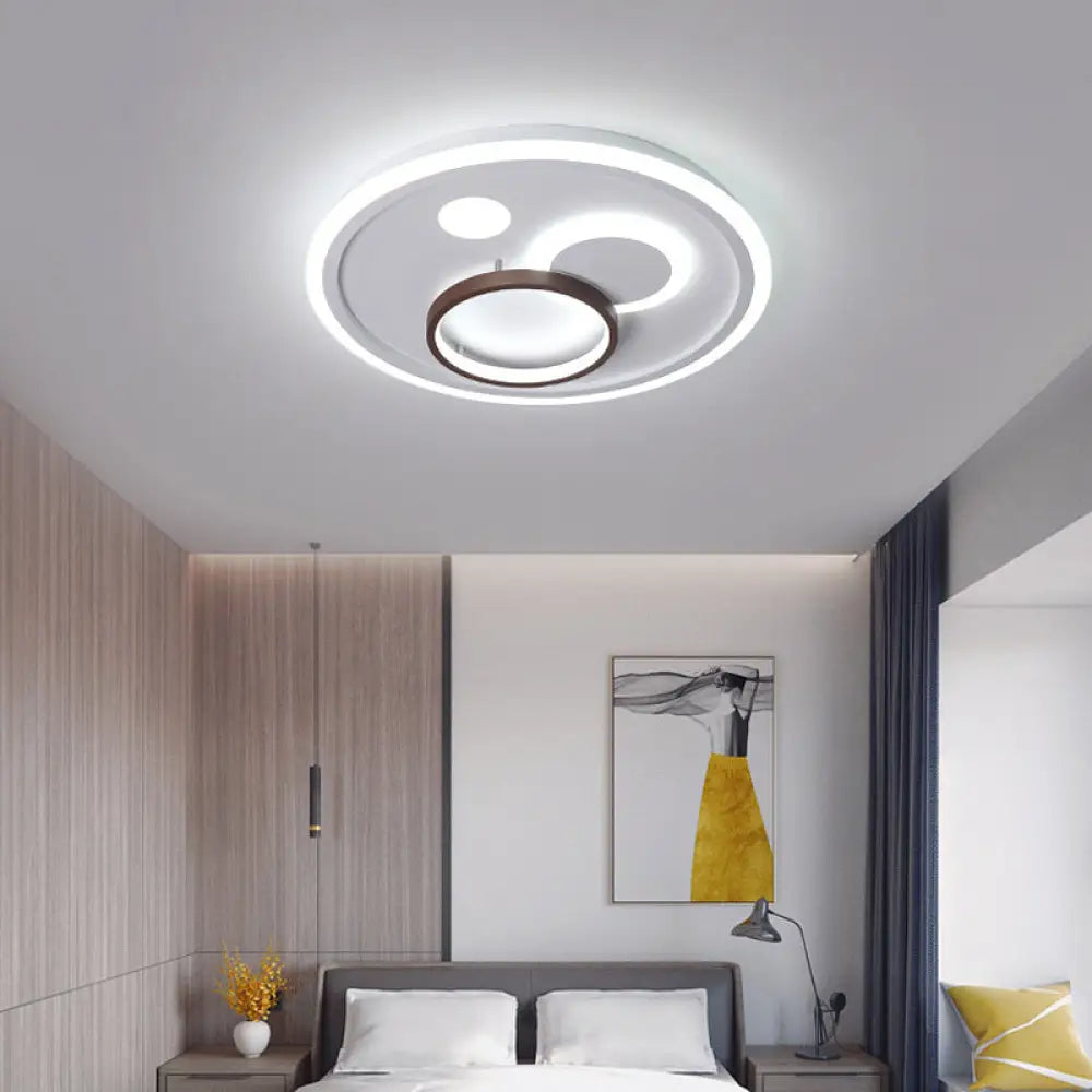 Nordic Style Round Ceiling Flush Lamp With Integrated Led White And Diffuser -