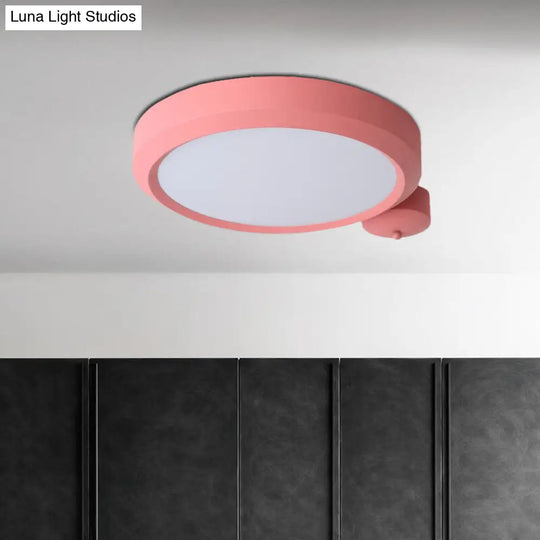 Nordic Style Round Flushmount Led Ceiling Light In Blue/Red/Yellow With Metal Finish - Available