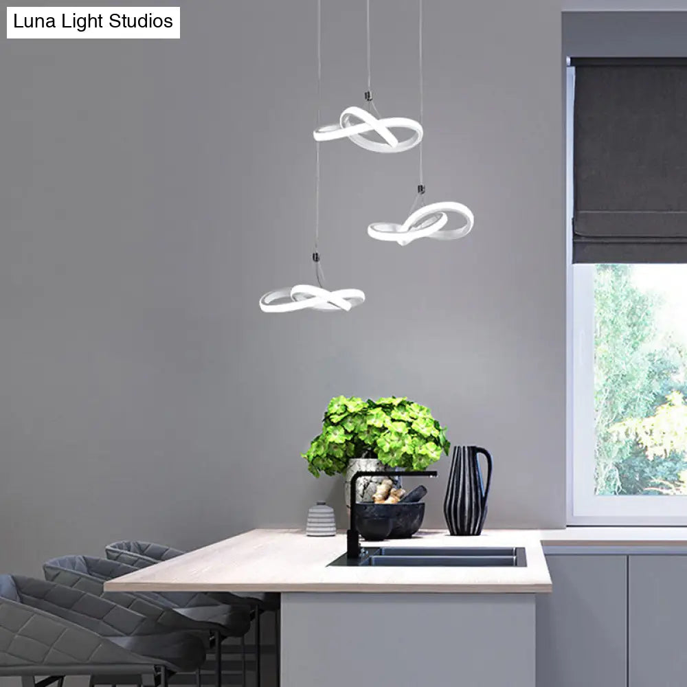 Nordic Style Seamless Curves Pendant Led Light For Dining Room - Aluminum Hangable Lighting