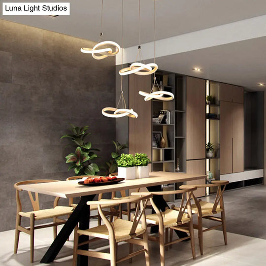 Nordic Style Seamless Curves Pendant Led Light For Dining Room - Aluminum Hangable Lighting