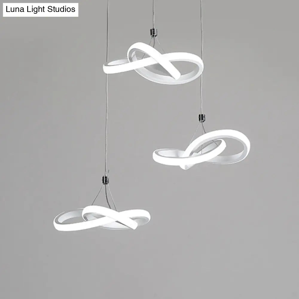 Nordic Seamless Curves Pendant Light - Aluminum Led Hanging Fixture For Dining Room 3 / White