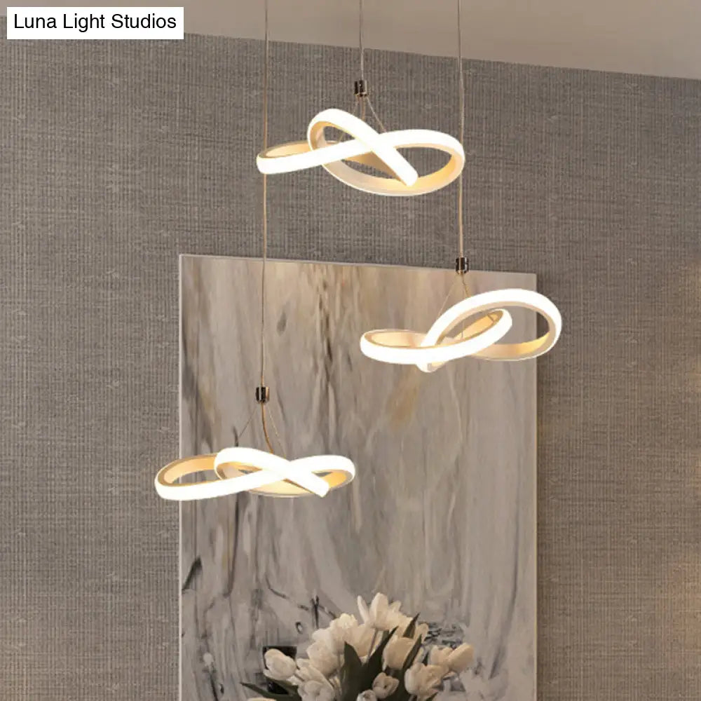 Nordic Style Seamless Curves Pendant Led Light For Dining Room - Aluminum Hangable Lighting