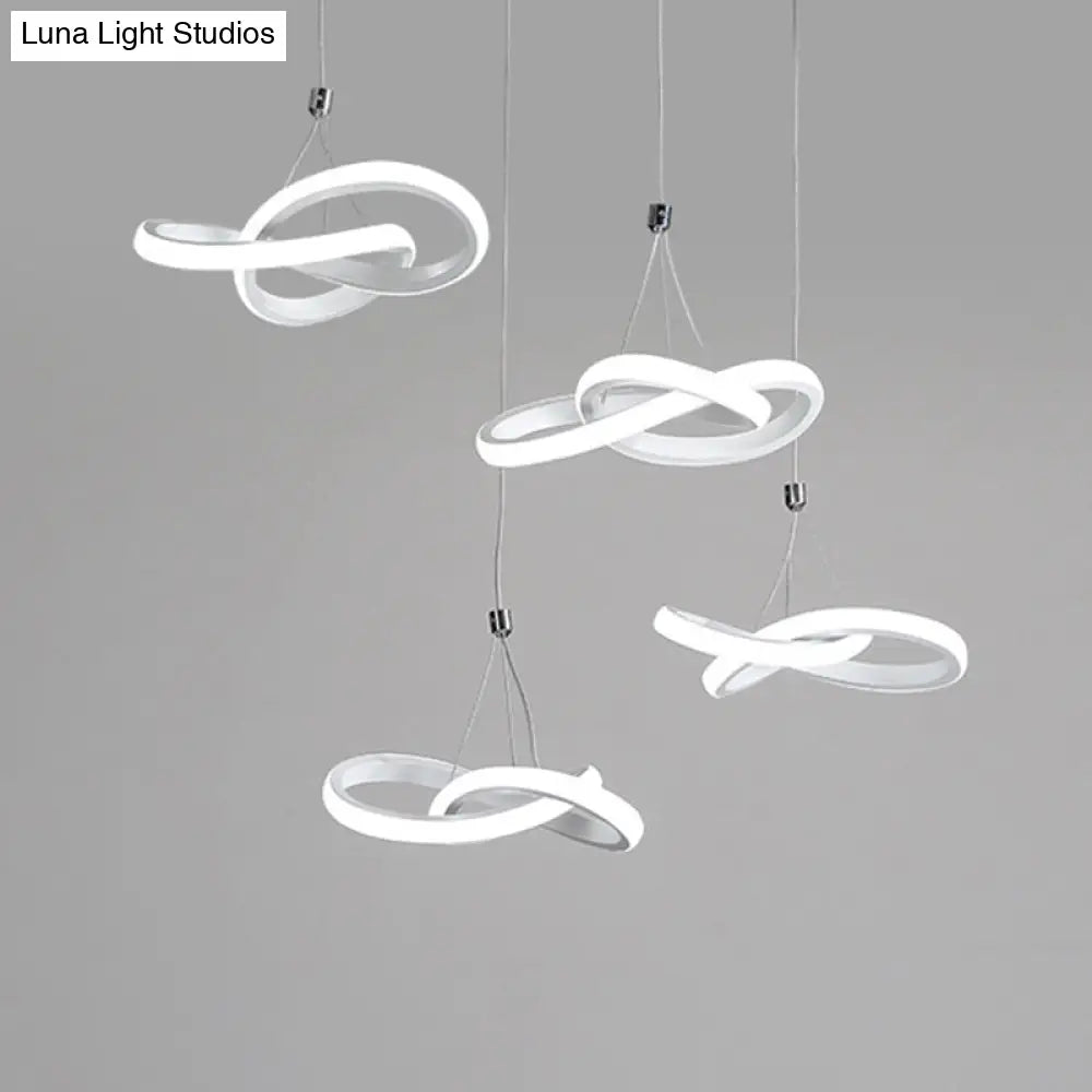 Nordic Seamless Curves Pendant Light - Aluminum Led Hanging Fixture For Dining Room 4 / White Warm