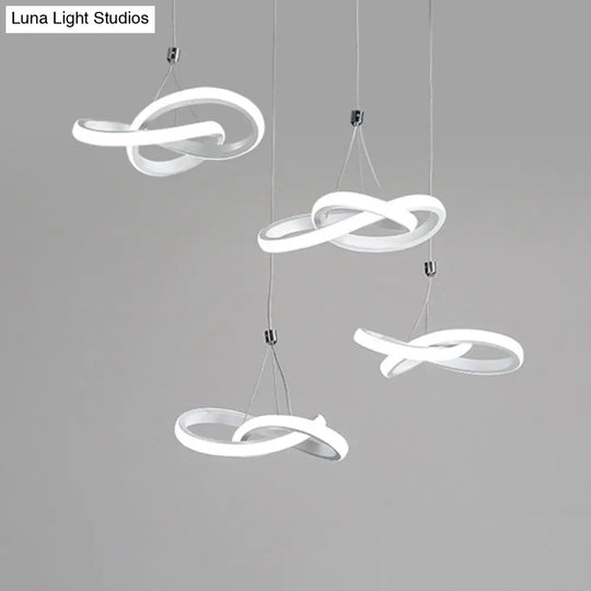 Nordic Seamless Curves Pendant Light - Aluminum Led Hanging Fixture For Dining Room 4 / White Warm