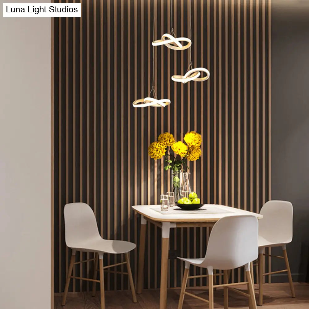 Nordic Style Seamless Curves Pendant Led Light For Dining Room - Aluminum Hangable Lighting