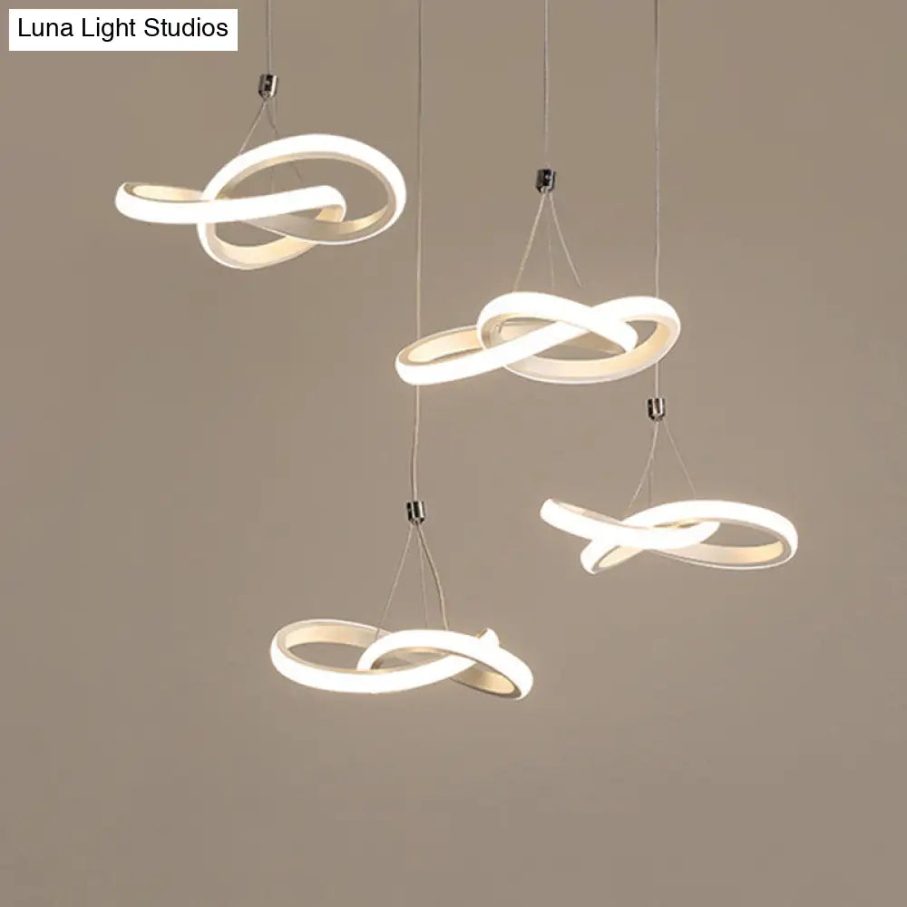 Nordic Seamless Curves Pendant Light - Aluminum Led Hanging Fixture For Dining Room 4 / Gold Warm