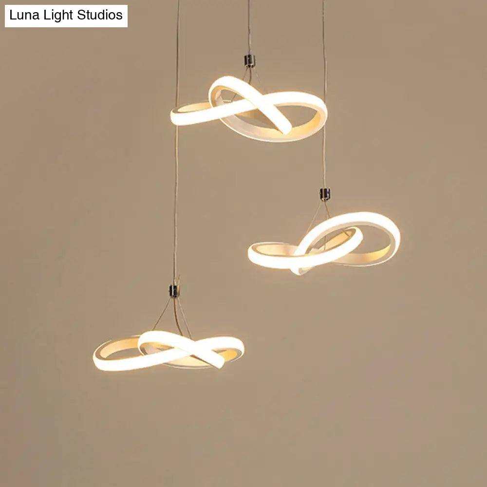 Nordic Seamless Curves Pendant Light - Aluminum Led Hanging Fixture For Dining Room 3 / Gold Warm