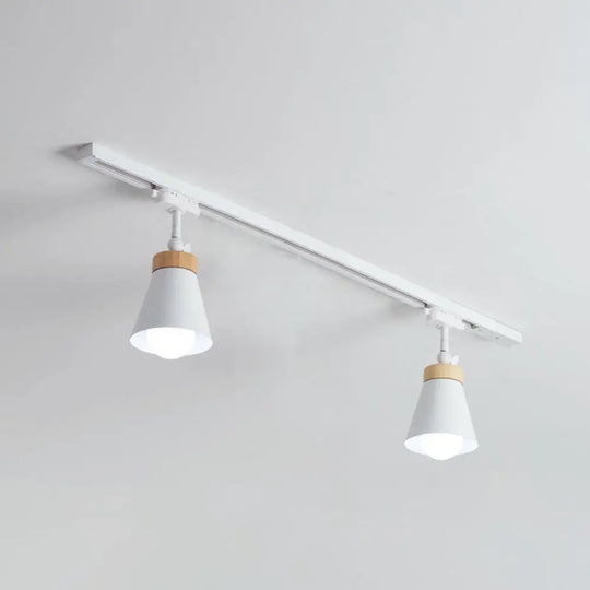 Nordic Style Semi Flush Mount Spotlight - Living Room Track Light With Cone Metal Shade Various